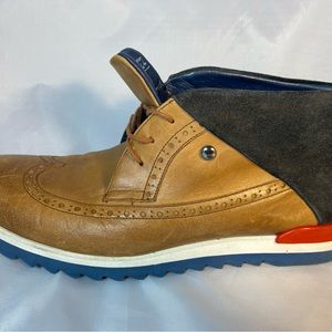 Ron Tomson Shoes.  N° C3836 RT LEATHER WINGTIP SNEAKER BOOTS - BROWN